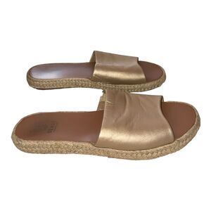 Gold Espadrille Leather Sandals with Jute Midsole